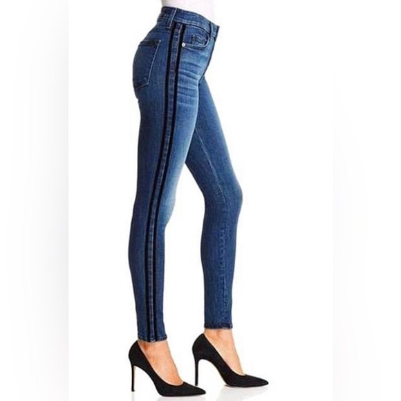 7 for all mankind B(AIR) AUTHENTIC DENIM THE ANKLE SKINNY VELVET STRIPES - Picture 5 of 13